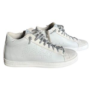 P448 Thea Mid Top Cloud Lace Sneakers White Metallic Shimmer Size 11 NEW